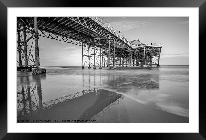 Cromer pier and beach, along exposure Framed Mounted Print by Chris Yaxley