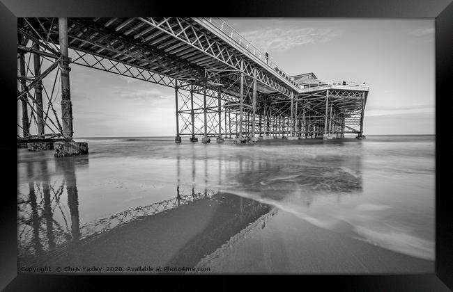 Cromer pier and beach, along exposure Framed Print by Chris Yaxley