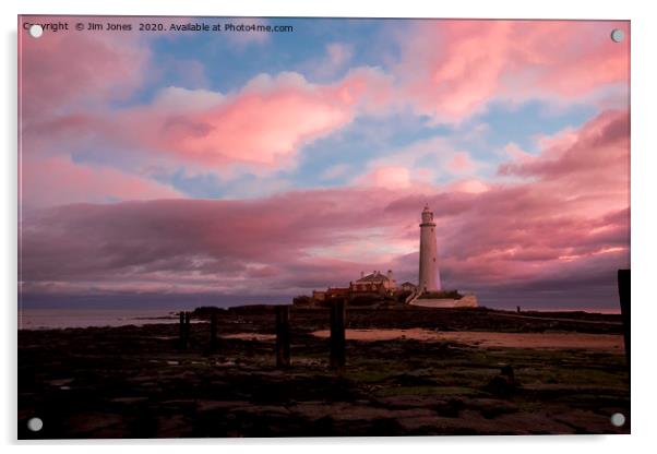 Pink and Blue sunrise at St Mary's Island Acrylic by Jim Jones