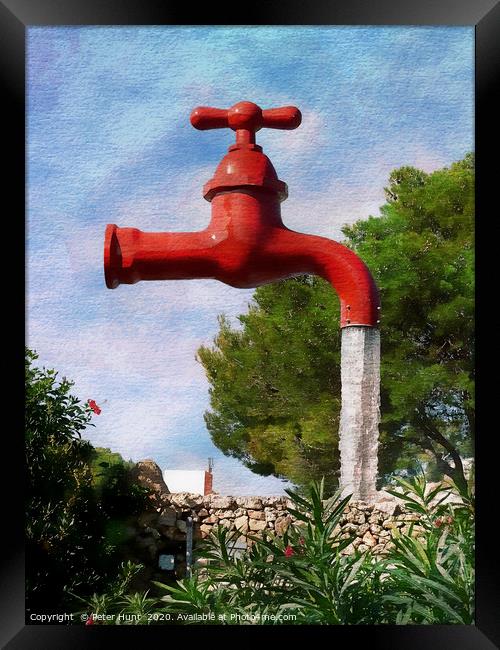 Giant Water Tap Framed Print by Peter Hunt