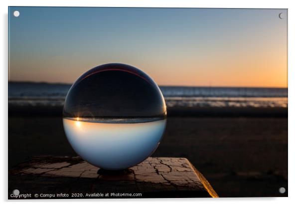sunset on the beach captured in glass crystal sphe Acrylic by Chris Willemsen