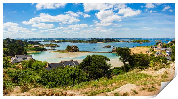 Panoramic view of the Brehat islands, Brittany, Fr Print by Jordi Carrio