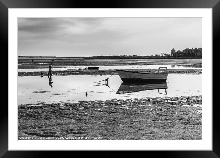 Low Tide on Isla Cristina  - C1902-4668-BW Framed Mounted Print by Jordi Carrio
