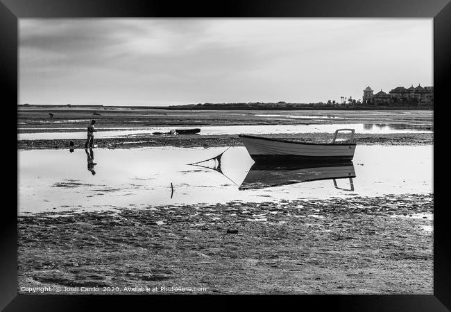 Low Tide on Isla Cristina  - C1902-4668-BW Framed Print by Jordi Carrio