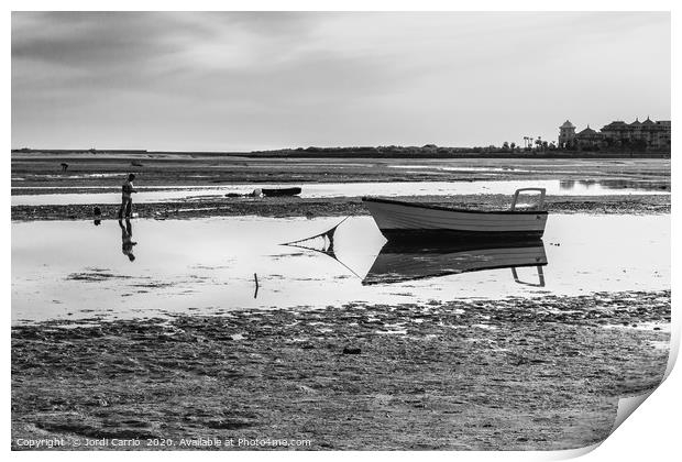 Low Tide on Isla Cristina  - C1902-4668-BW Print by Jordi Carrio