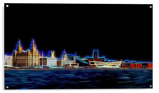 Liverpool waterfront digital art Acrylic by Jason Wells