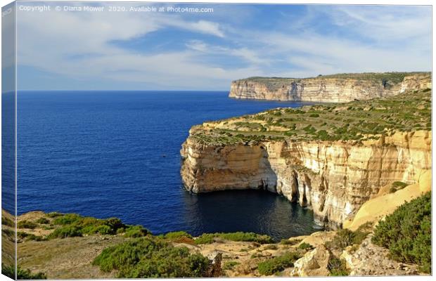 Sanap Cliffs Gozo Malta Canvas Print by Diana Mower