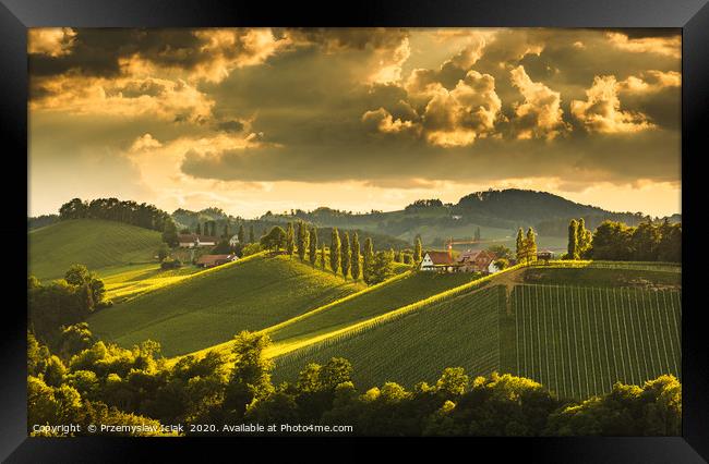 Landscape of Austrian vineyards in south Styria, E Framed Print by Przemek Iciak