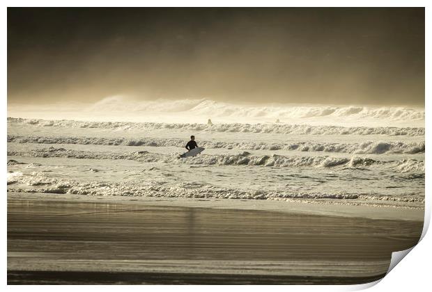 Evening Surf, Fistral beach Print by Mick Blakey
