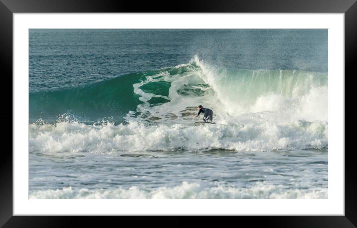 Surfer, Fistral Beach Framed Mounted Print by Mick Blakey