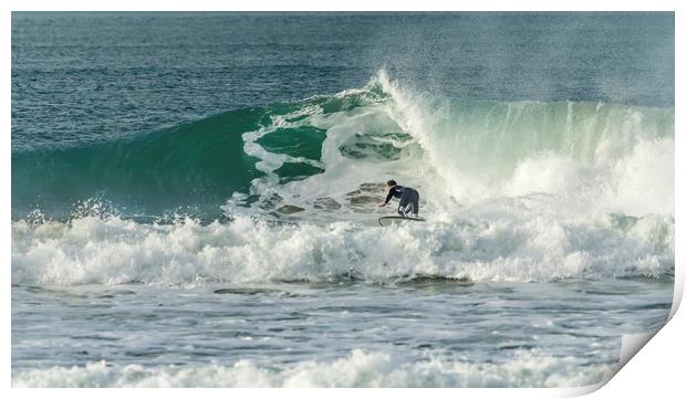 Surfer, Fistral Beach Print by Mick Blakey