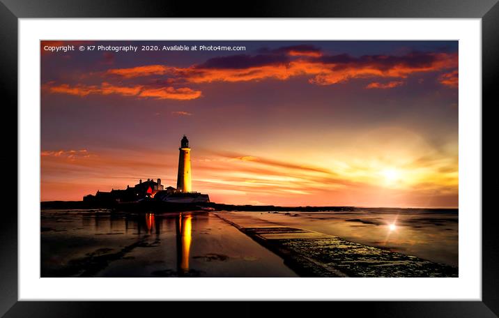 St Mary's Lighthouse Dawn Framed Mounted Print by K7 Photography