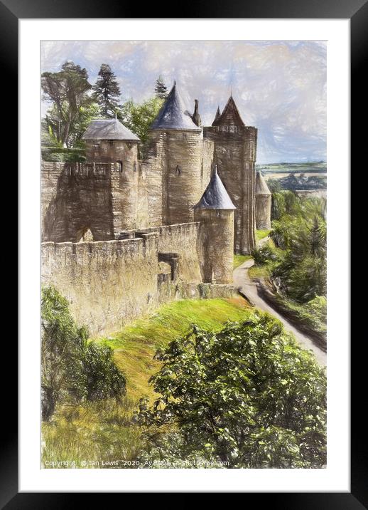 Carcassonne As Digital Art Framed Mounted Print by Ian Lewis