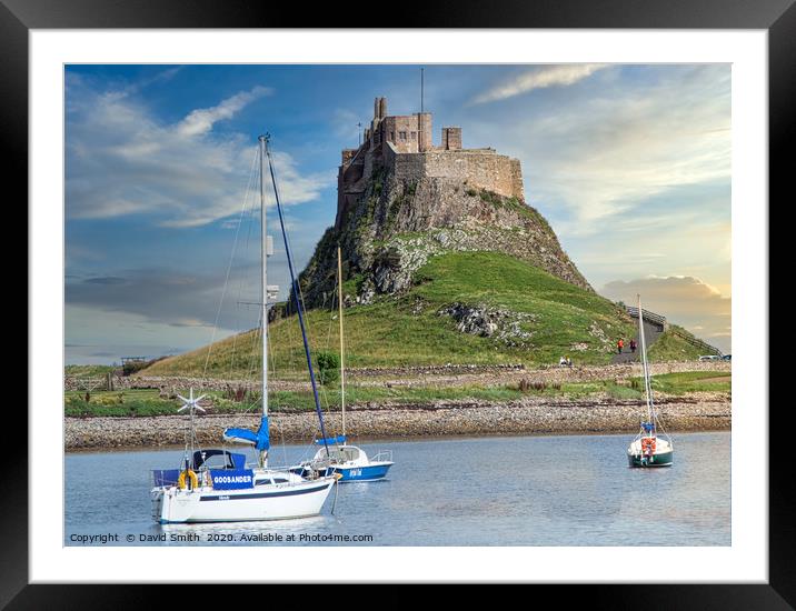 Lindisfarne Castle and Harbour Framed Mounted Print by David Smith
