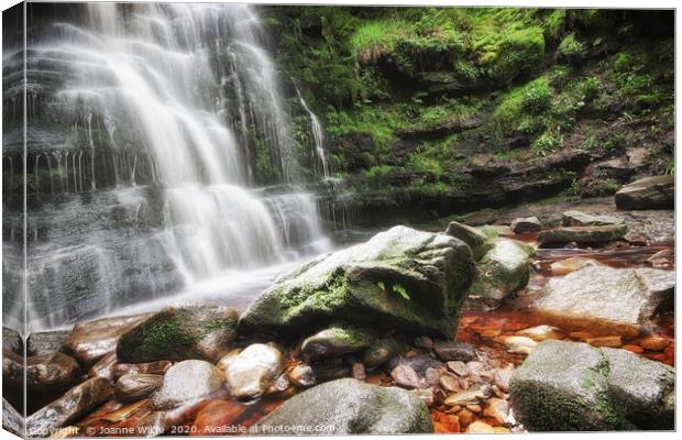 Middle Black Clough waterfall  Canvas Print by Joanne Wilde