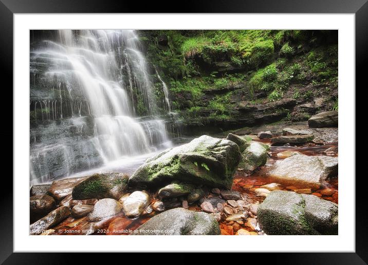 Middle Black Clough waterfall  Framed Mounted Print by Joanne Wilde