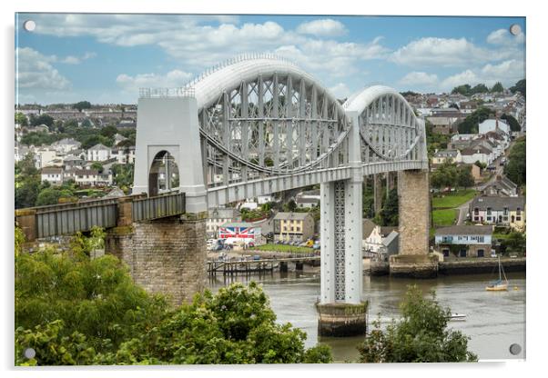 Brunel's Bridge, River Tamar Acrylic by Mick Blakey