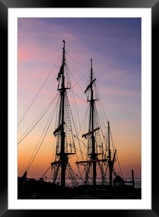 Tall Ships Sunrise, Charlestown Framed Mounted Print by Mick Blakey
