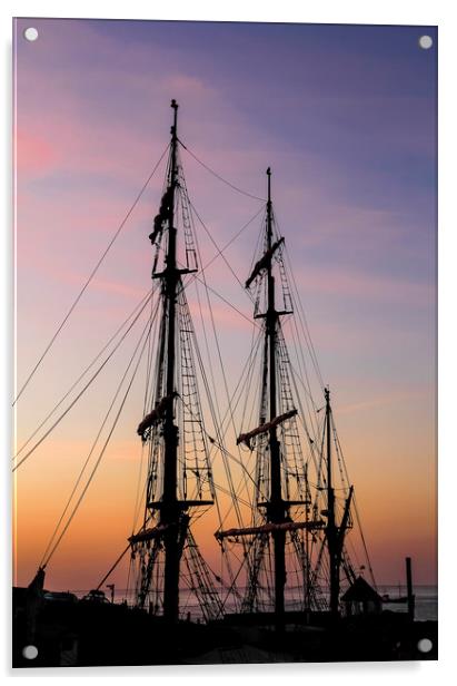 Tall Ships Sunrise, Charlestown Acrylic by Mick Blakey