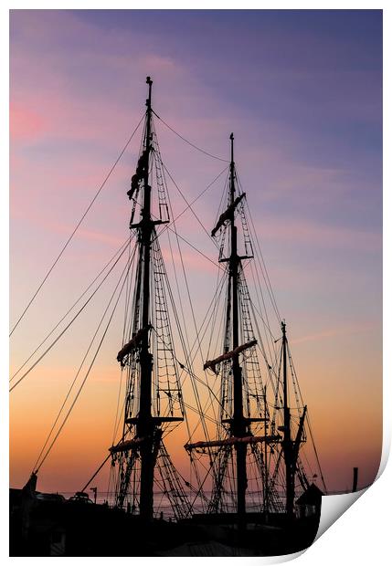 Tall Ships Sunrise, Charlestown Print by Mick Blakey