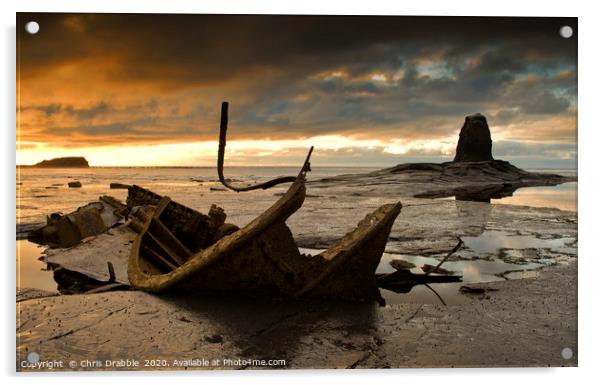 Black Nab and the wreck of the Admiral Von Tromp a Acrylic by Chris Drabble