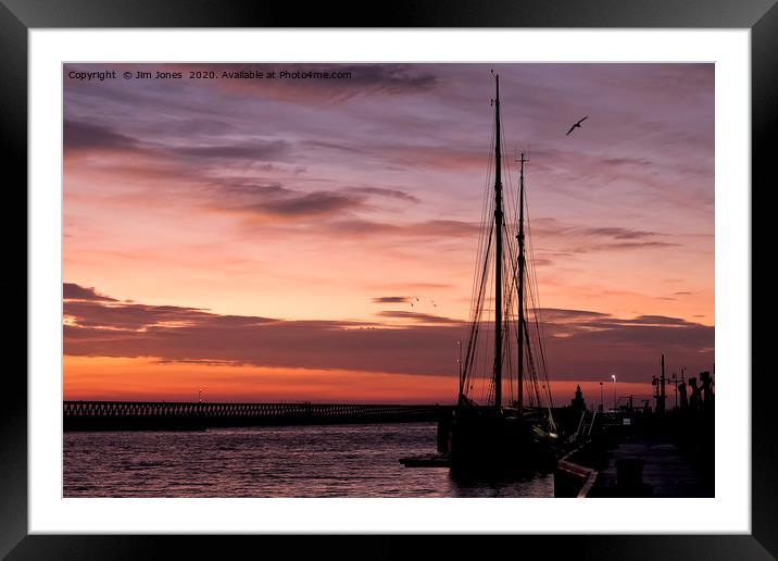 Sunrise over a Sailing Ship Framed Mounted Print by Jim Jones