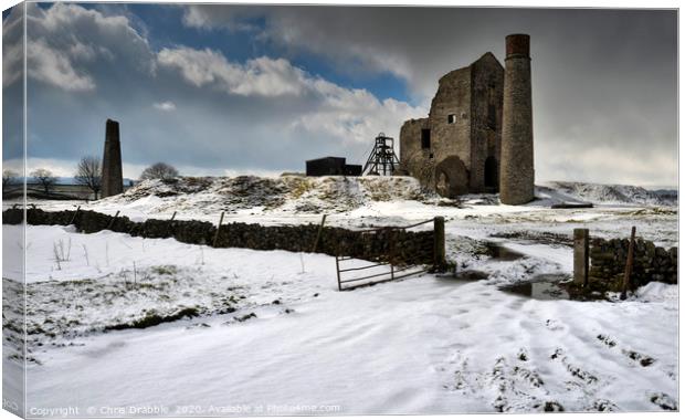 Magpie Mine in Winter, Monyash, England            Canvas Print by Chris Drabble