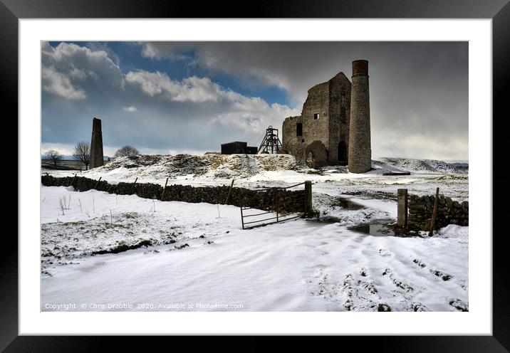 Magpie Mine in Winter, Monyash, England            Framed Mounted Print by Chris Drabble