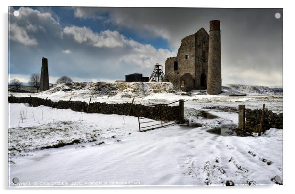 Magpie Mine in Winter, Monyash, England            Acrylic by Chris Drabble