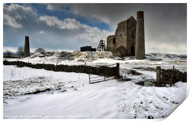 Magpie Mine in Winter, Monyash, England            Print by Chris Drabble