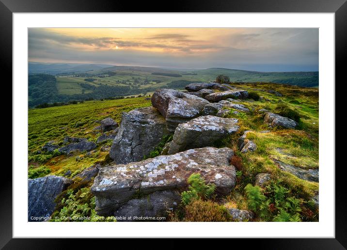 Carhead Rocks at sundown                           Framed Mounted Print by Chris Drabble