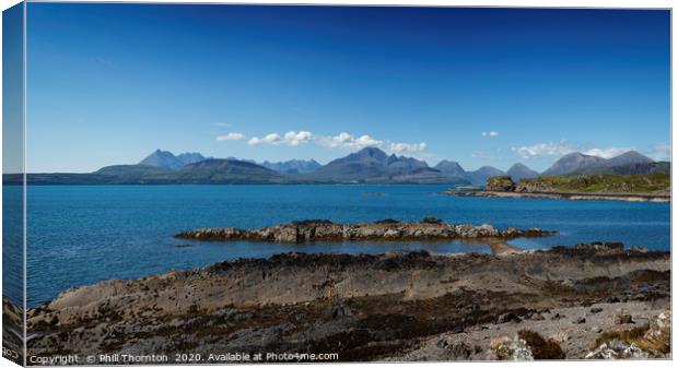 Sea and Mountains on the Isle of Skye Canvas Print by Phill Thornton