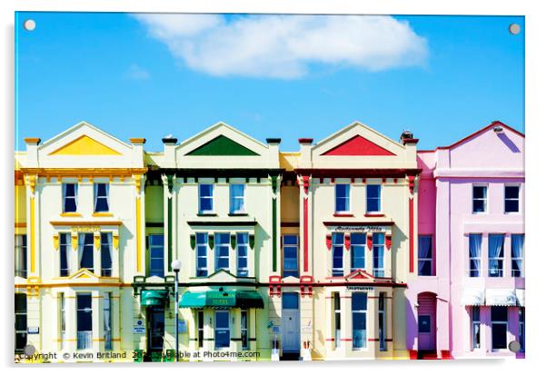 brightly coloured painted hotels in paignton, devo Acrylic by Kevin Britland