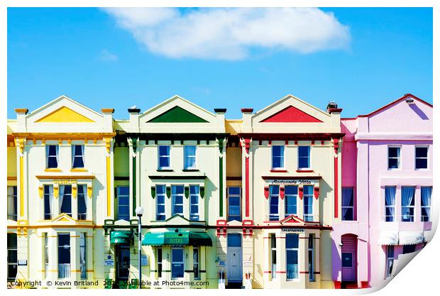 brightly coloured painted hotels in paignton, devo Print by Kevin Britland
