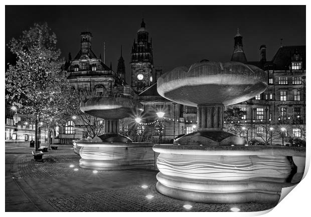 Sheffield Town Hall & Entrance to Peace Gardens    Print by Darren Galpin