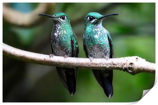 Vibrant Duo Costa Rican Hummingbirds Print by Simon Marlow