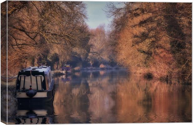 Tranquil Autumn Waterway Canvas Print by Simon Marlow