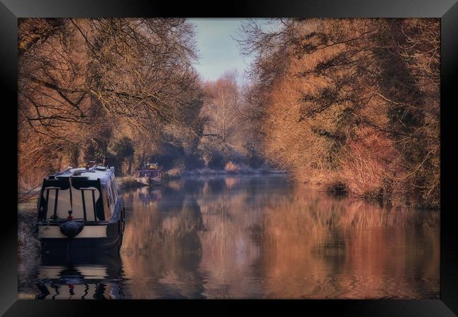 Tranquil Autumn Waterway Framed Print by Simon Marlow
