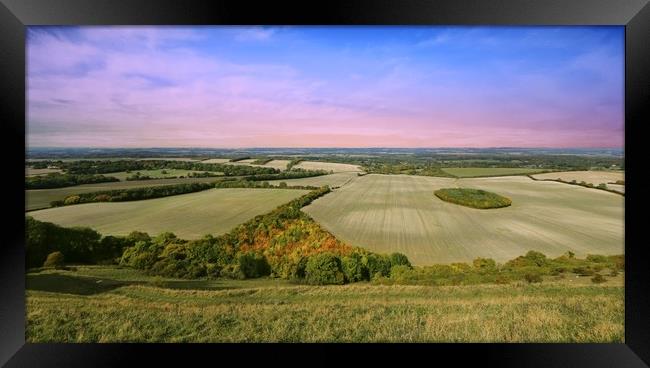 Wide open landscape taken at Inkpen, Berkshire Framed Print by Simon Marlow