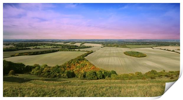 Wide open landscape taken at Inkpen, Berkshire Print by Simon Marlow