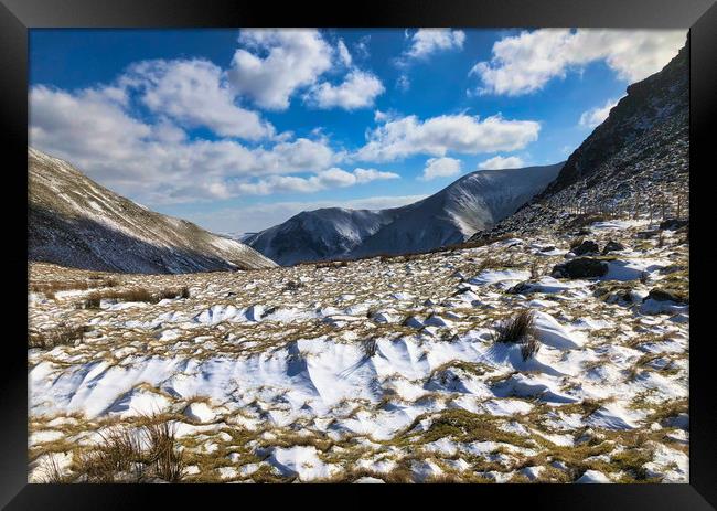 Majestic Winter Wonderland in Snowdonia Framed Print by Simon Marlow