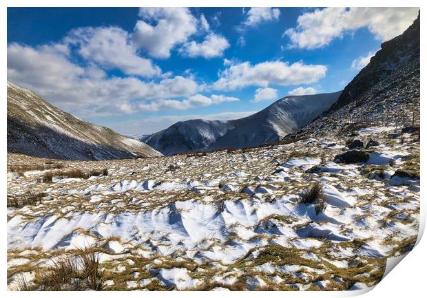 Majestic Winter Wonderland in Snowdonia Print by Simon Marlow