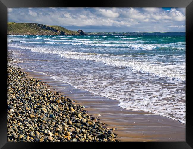 The Brooding Beauty of Newgale Beach Framed Print by Colin Allen