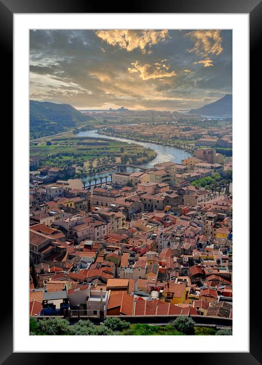 Vertical shot of Bosa in Sardinia, Italy Framed Mounted Print by federico stevanin