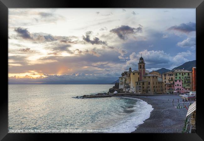 Sunset over Camogli, Italy Framed Print by KB Photo