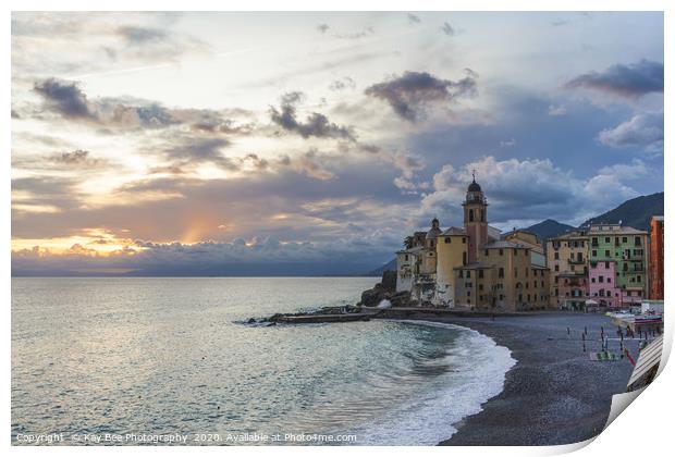 Sunset over Camogli, Italy Print by KB Photo
