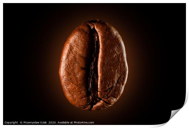 Single coffee bean against black background Print by Przemek Iciak