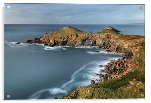 The Rumps, Pentire Point, Cornwall Acrylic by Mick Blakey