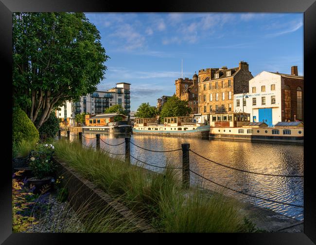 Golden hour at the Shore, Leith Framed Print by Miles Gray