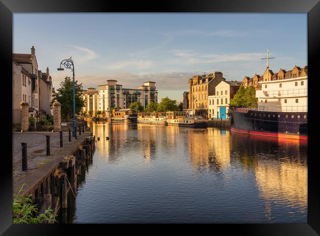 Golden hour at the Shore, Leith Framed Print by Miles Gray